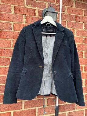 Zara Black Cotton-Blend Single-Button Women's Blazer